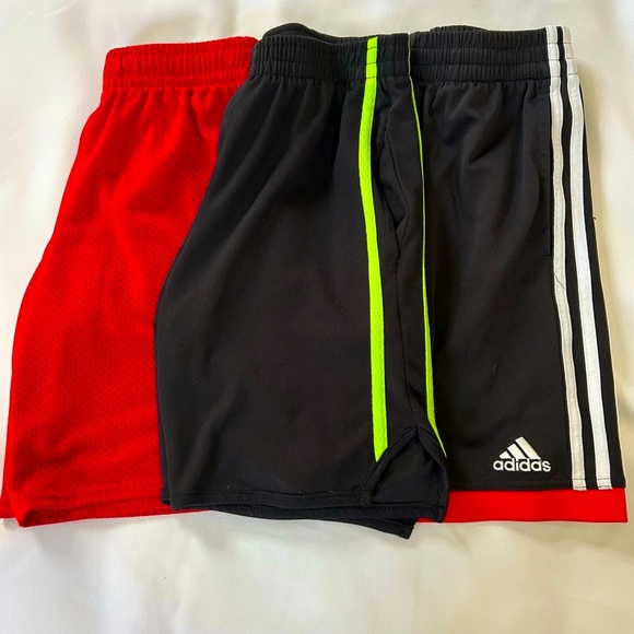 THREE Boy’s Athletic Shorts, Black / Red - Fits Size 10 (Medium) - Picture 1 of 7